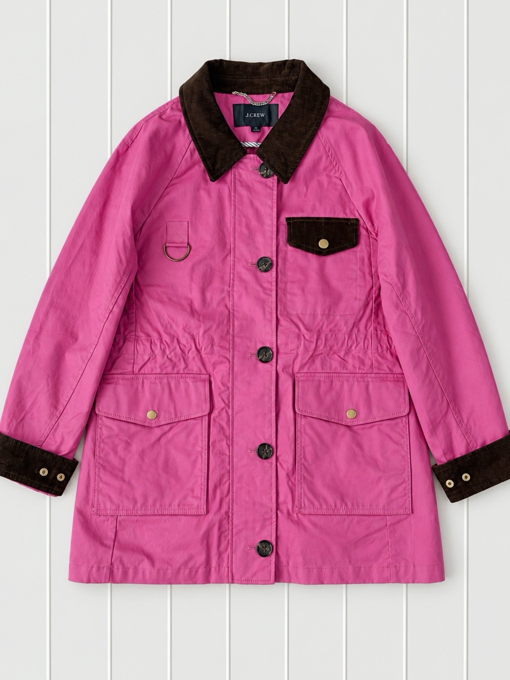 J. Crew Woman Pink Waxed Field Barn Chore Utility Jacket MEDIUM Classic Workwear